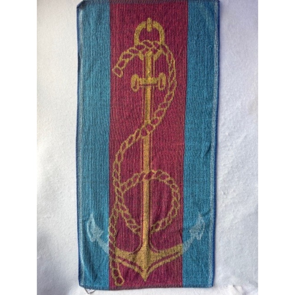 Vintage Anchor Rope Oxford Jacquard Beach Towel Boat Colorful Teal Burgundy